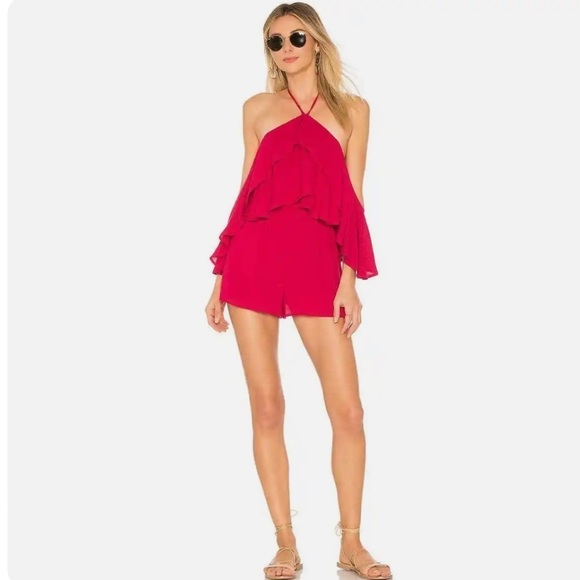 NWT L*Space Seaside Ruffle Romper in Cherry Red Size Medium‎ - Picture 3 of 16